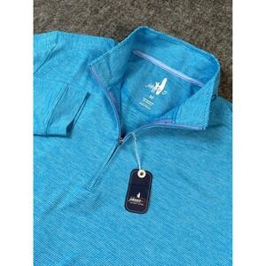 Johnnie-O‎ Maverick Pullover Mens Medium Blue Striped 1/4 Zip Long Sleeve